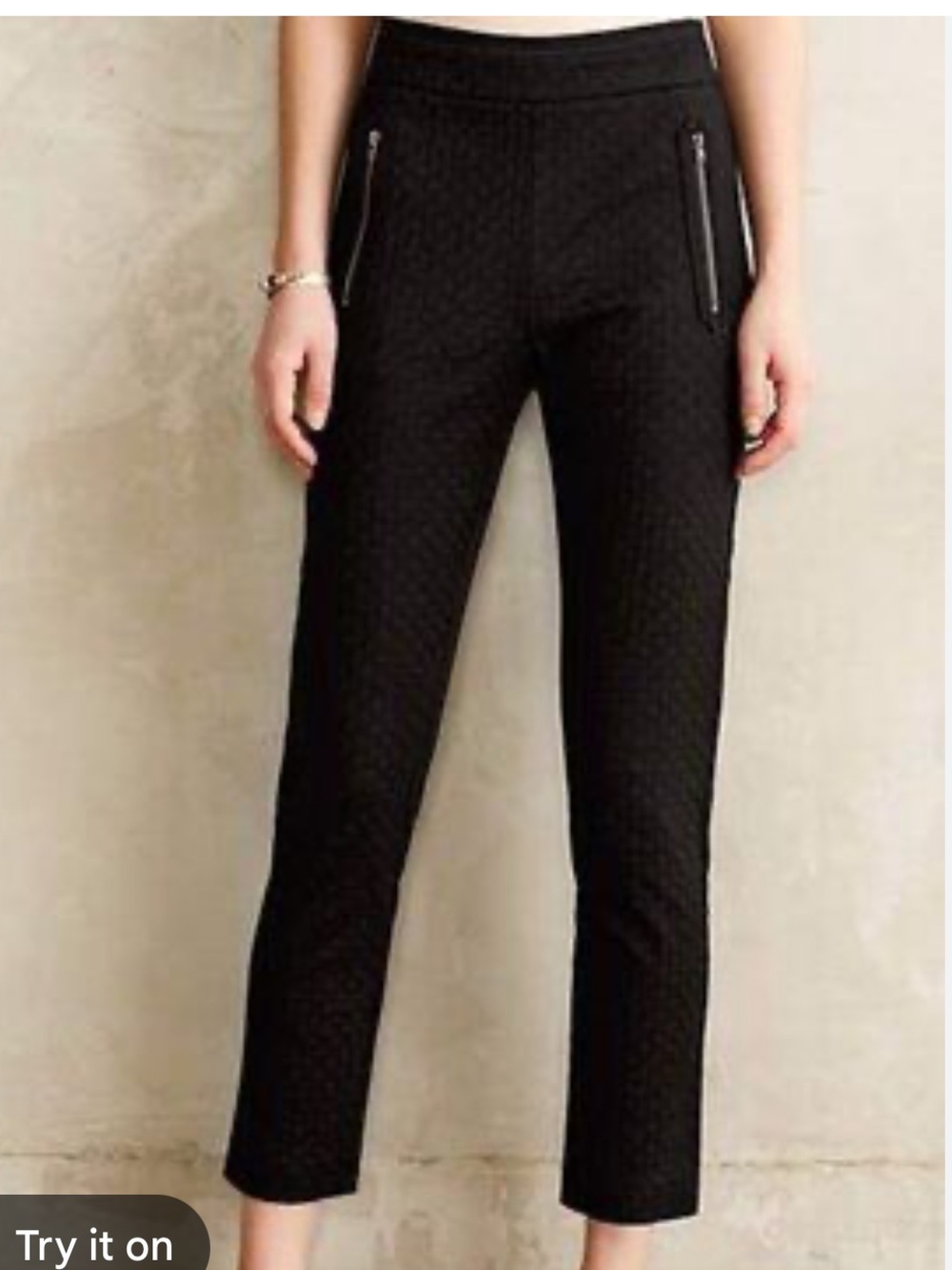 Anthropologie Cartonnier Women's Black Quilted Slim Ankle Pants sz 8P